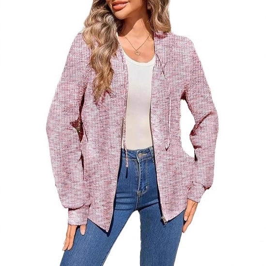 Damen bequeme Zip-Jacke mit Kapuze Drune