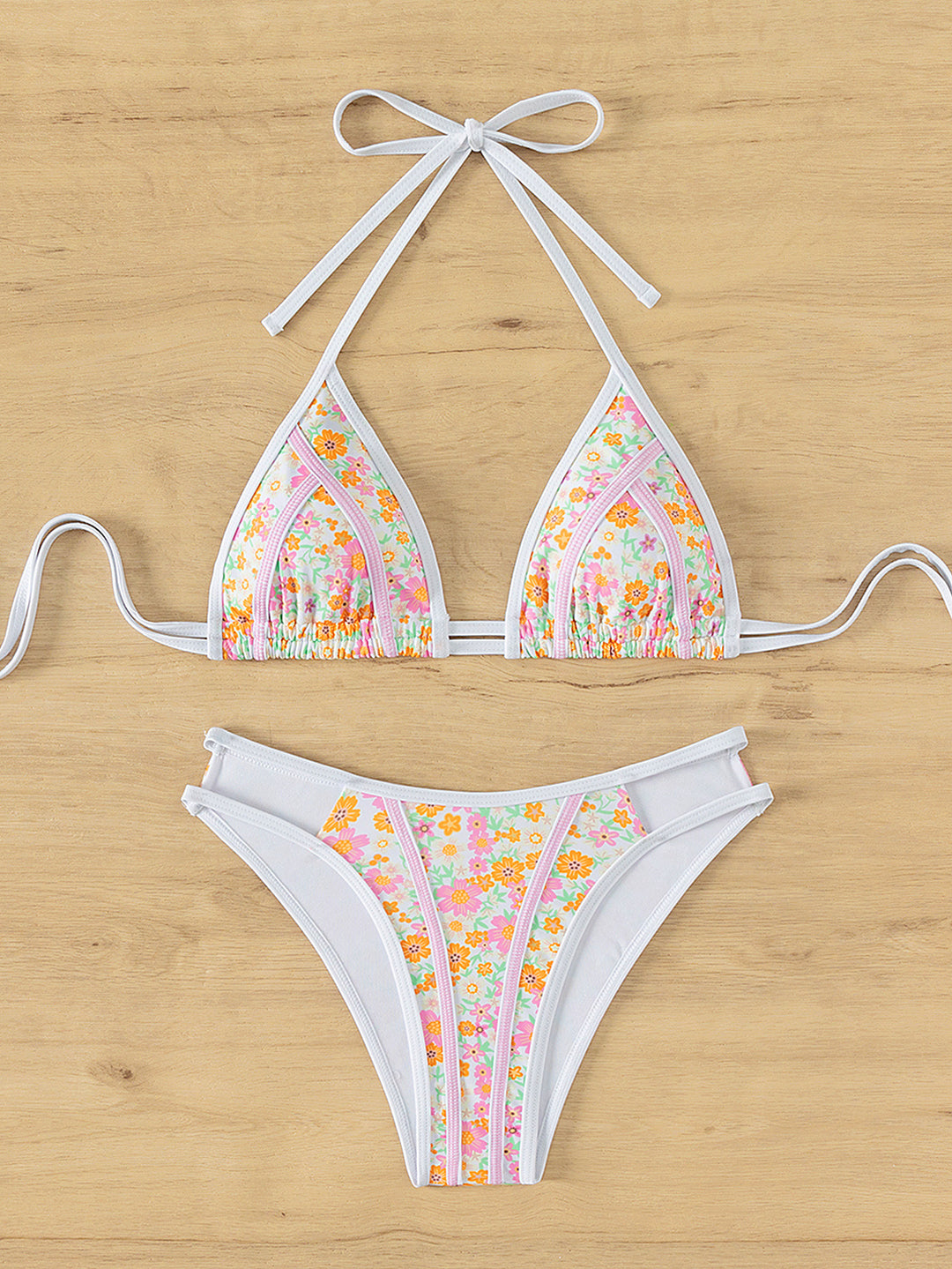 Damen Triangel-Bikini mit verspieltem Palmenmuster Drune