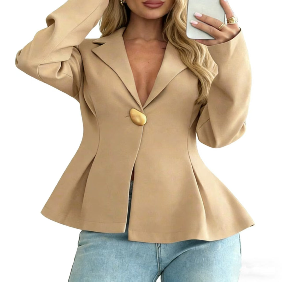 Damen Peplum-Blazer mit ausgefallenen Knopfdetails Drune