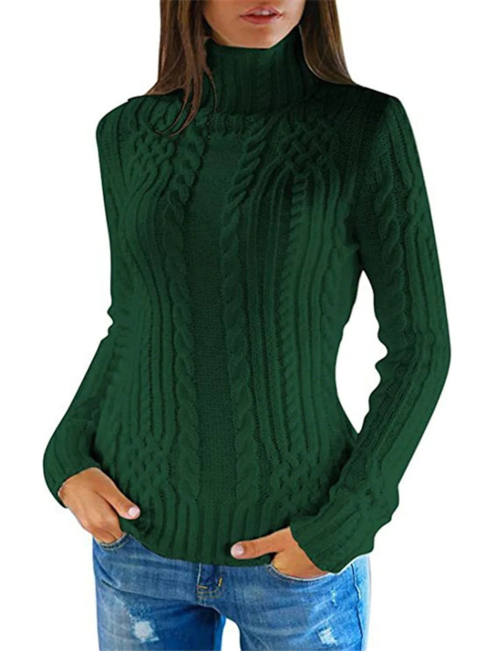 Damen Hochwertiger Strickpullover mit Stehkragen und Zopfmuster Drune