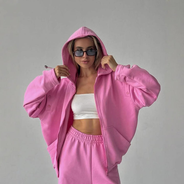Damen Sportlicher Hoodie und weite Loungehose Set Drune