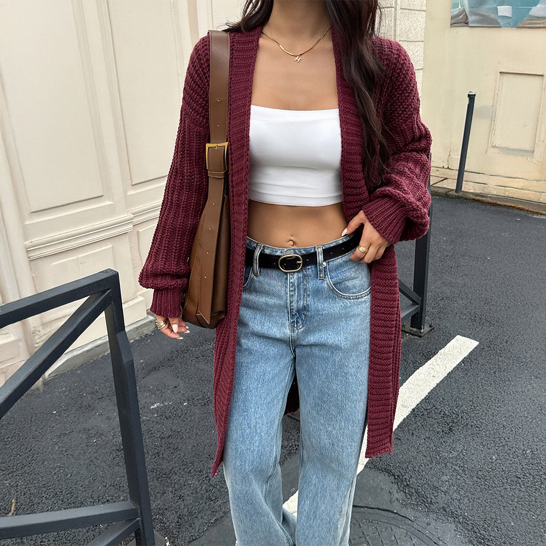 Damen Grobstrickjacke mit offenen Front und lässigem Schnitt Drune