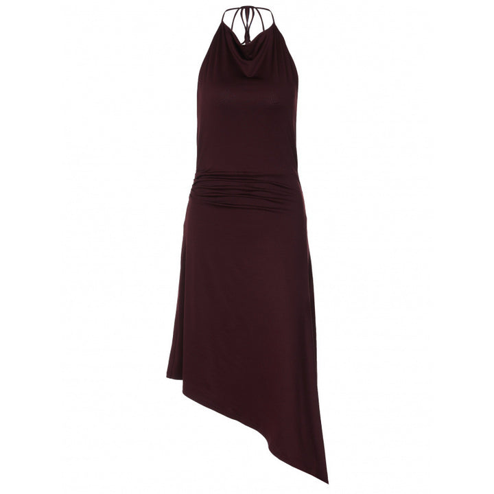 Damen asymmetrisches Halterkleid mit Rüschendetails Drune