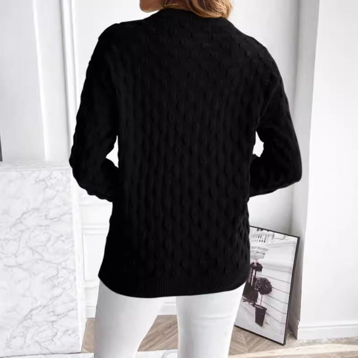 Damen Feinstrickpullover mit dekorativem Lochmuster und lässigem Schnitt Drune