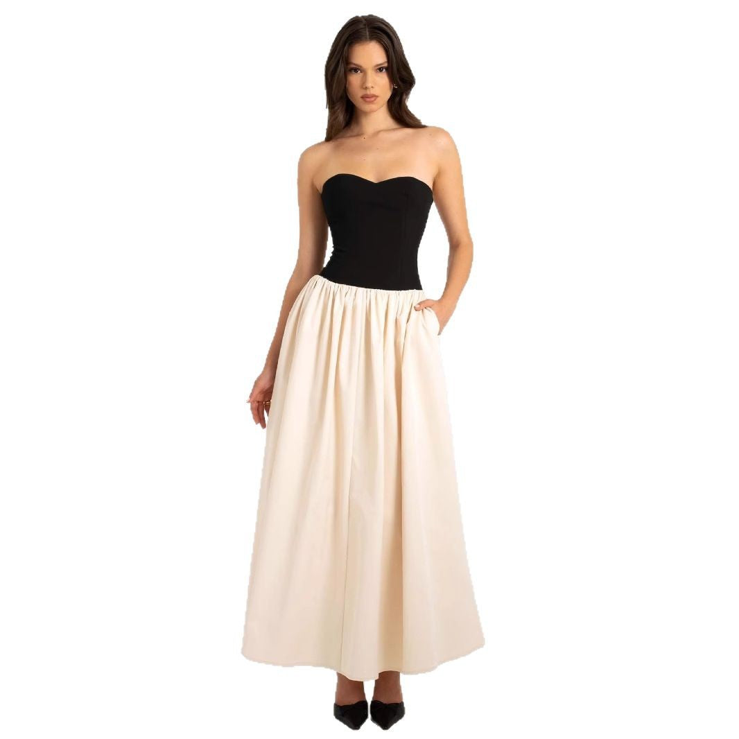 Damen Lange Abendrobe mit Bustier-Oberteil und weit schwingendem Rock Drune