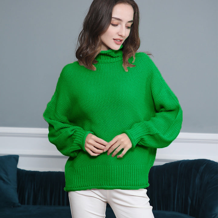 Damen Grobstrickpullover mit Rollkragen und luftiger Schnittgestaltung Drune