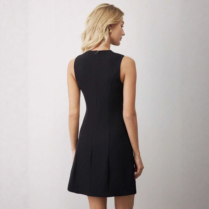 Damen elegantes Etuikleid mit asymmetrischem Schnitt und praktischen Taschen Drune
