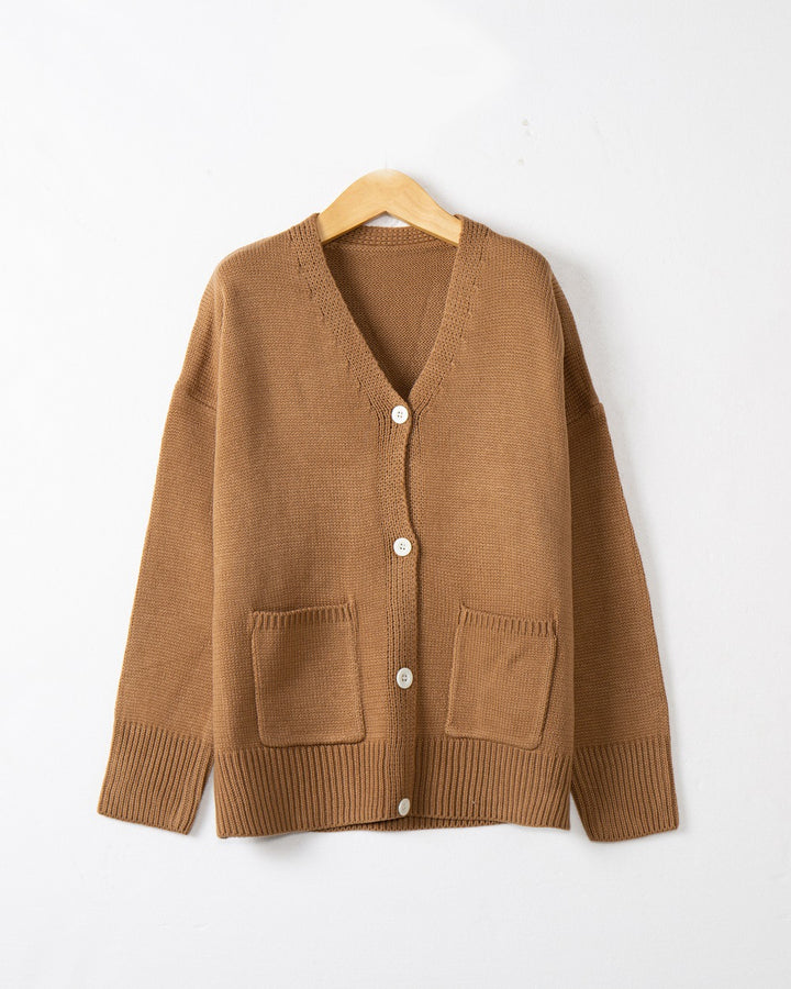 Damen Grobstrick Cardigan mit praktischen Eingrifftaschen und V-Ausschnitt Drune