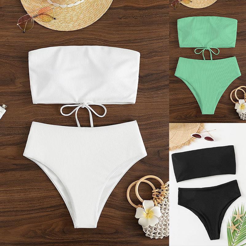 Damen Bandeau-Bikini mit verstellbarem Höschen und raffiniertem Design Drune