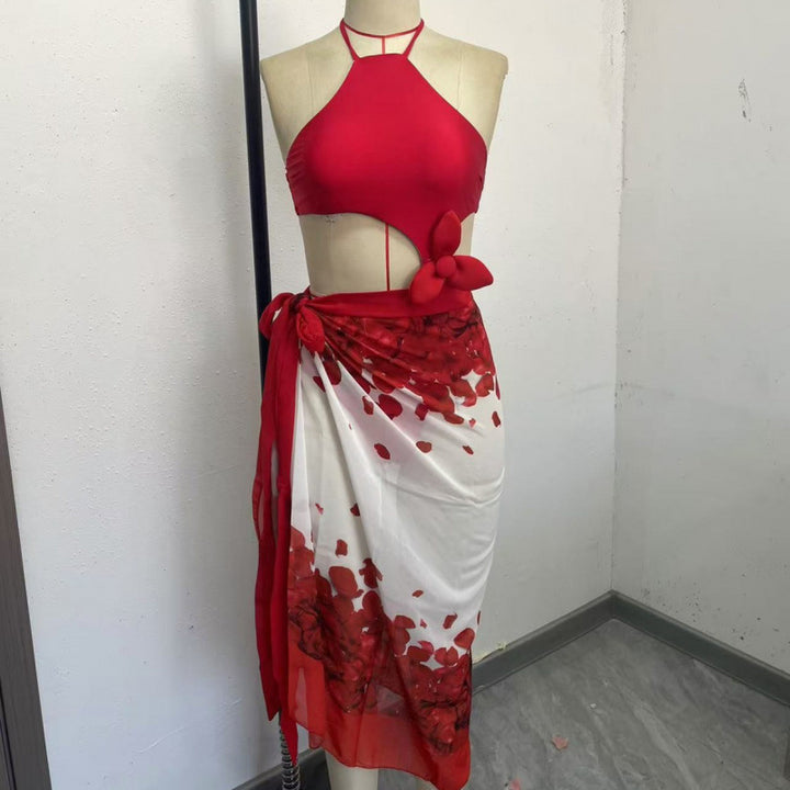 Damen Bikini-Set mit modischem Cut-Out-Design und eleganter Blumenstraße Drune