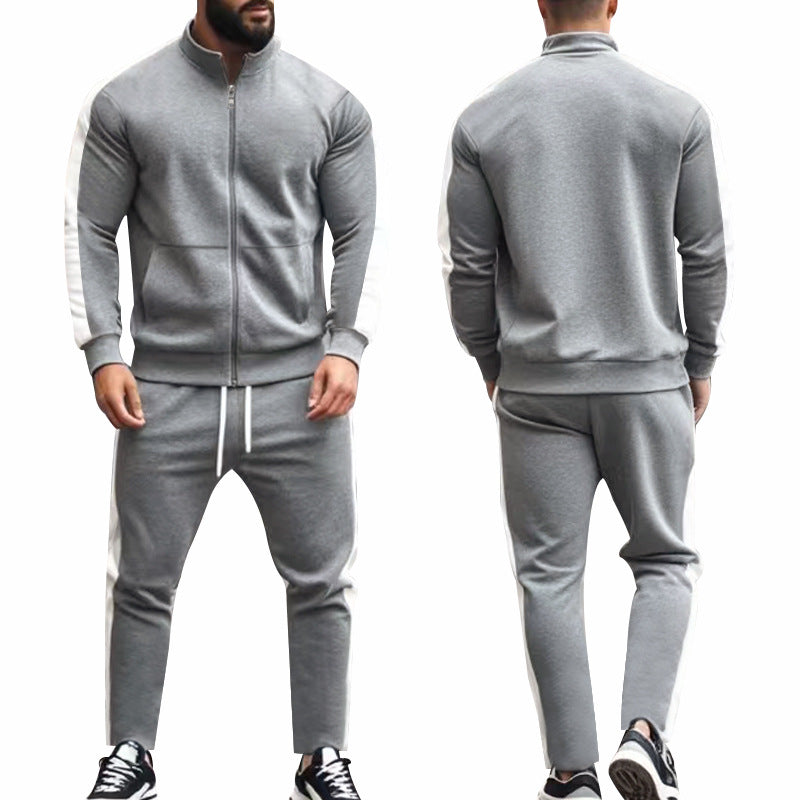 Herren nan zweiteiliges Jogginganzug-Set mit Stehkragen-Zipjacke und konisch zulaufender Jogginghose Drune