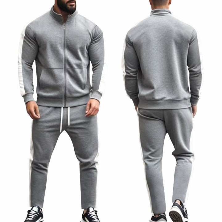 Herren nan zweiteiliges Jogginganzug-Set mit Stehkragen-Zipjacke und konisch zulaufender Jogginghose Drune