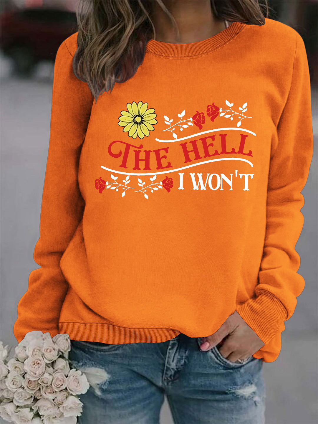 Damen Sweatshirt mit verspieltem Motiv und bequemer Passform Drune