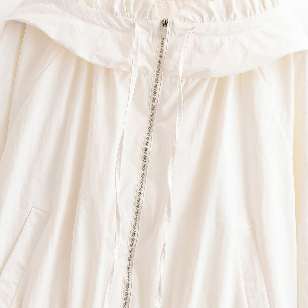 Damen lockere Windjacke mit Raffung und praktischen Taschen Drune