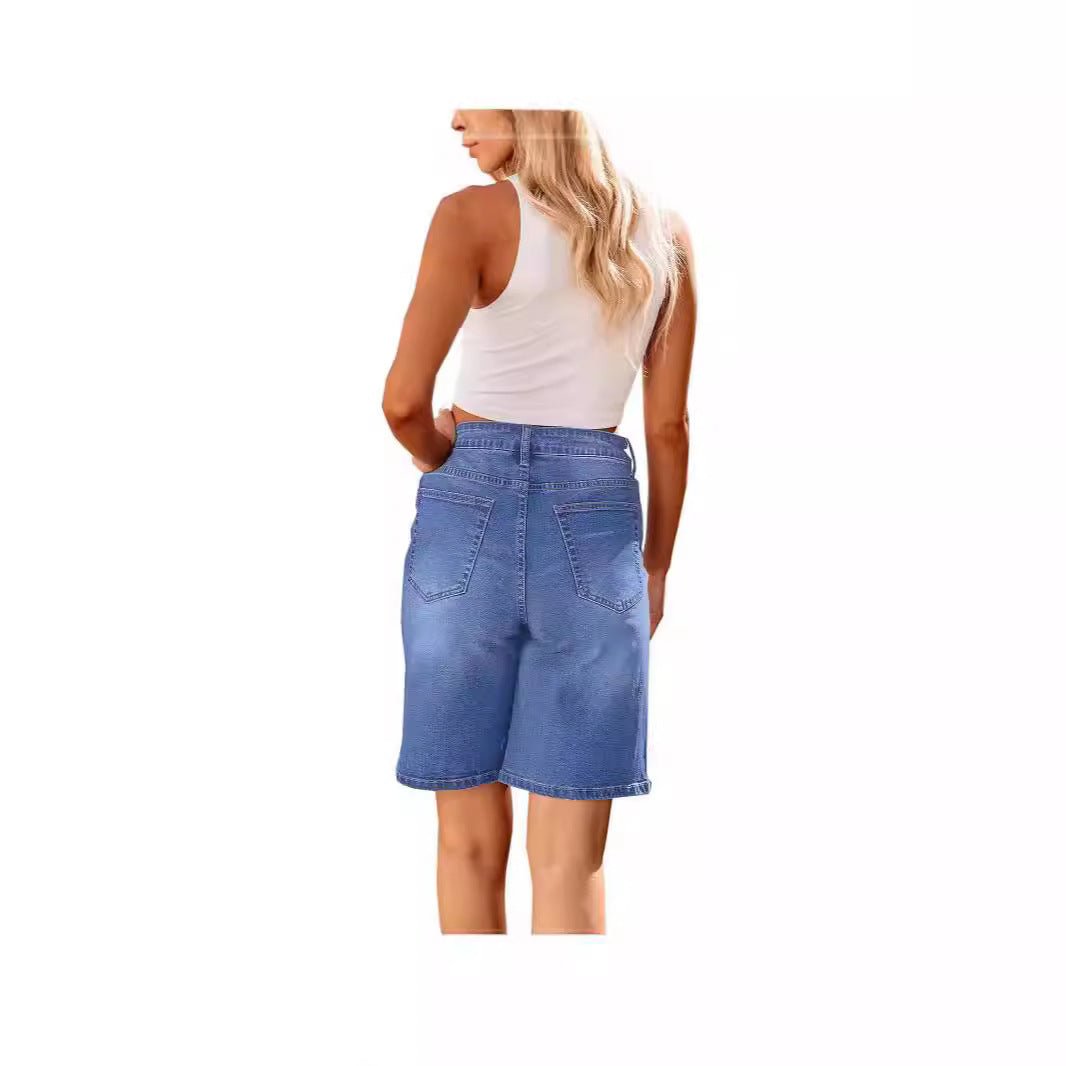 Damen Denim-Shorts mit lässigem Schnitt und lässigen Details Drune