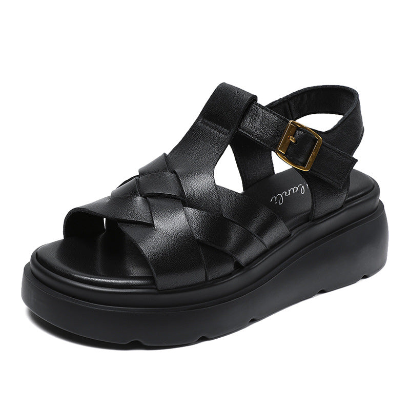 Damen Stilvolle Geflochtene Plateau Sandalen Drune