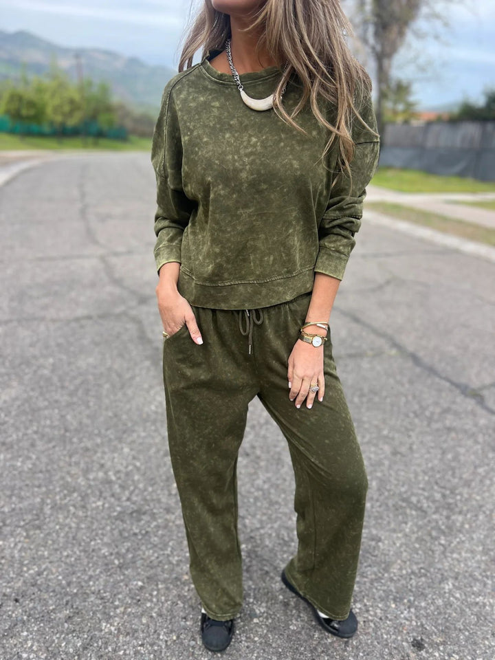 Damen lässiger Sweatshirt- und Jogginghosen-Set Drune