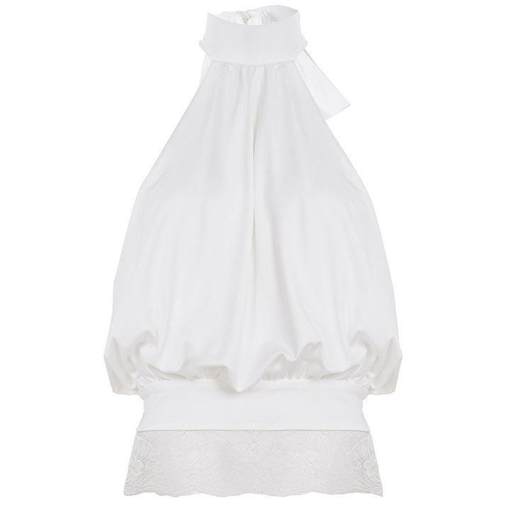 Damen Haltertop mit zarten Spitzenakzenten und eleganter Schnürung Drune