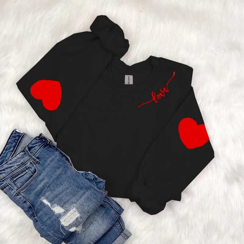 Damen Sweatshirt mit Herzen-Design und lässigem Schnitt Drune