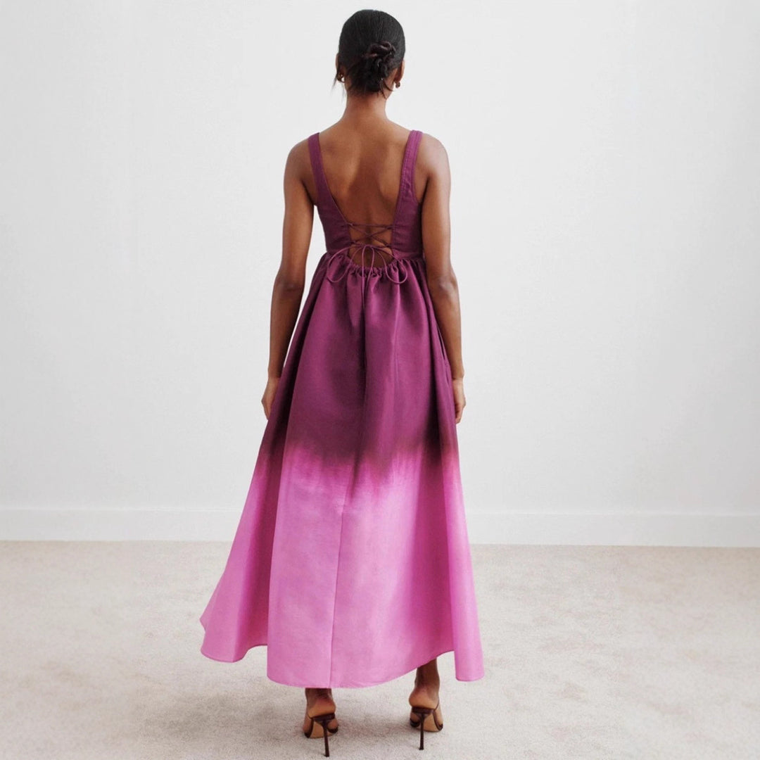 Damen nan bodenlanges Bustier-Maxikleid mit herzförmigem Dekolleté, breiten Trägern und geraffter Empire-Taille Drune