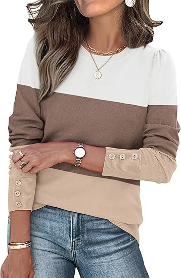 Damen lässiger Pullover mit Knopfdetails Drune