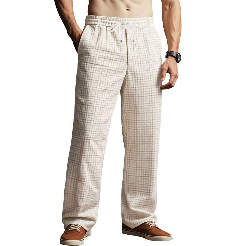 Herren Karierte Freizeit-Hose mit elastischem Bund und praktischen Taschen Drune