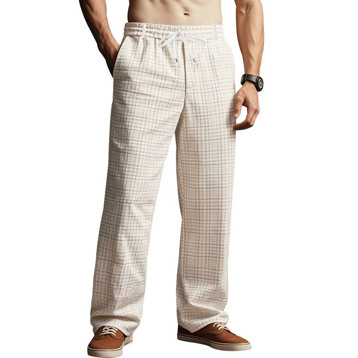 Herren Karierte Freizeit-Hose mit elastischem Bund und praktischen Taschen Drune