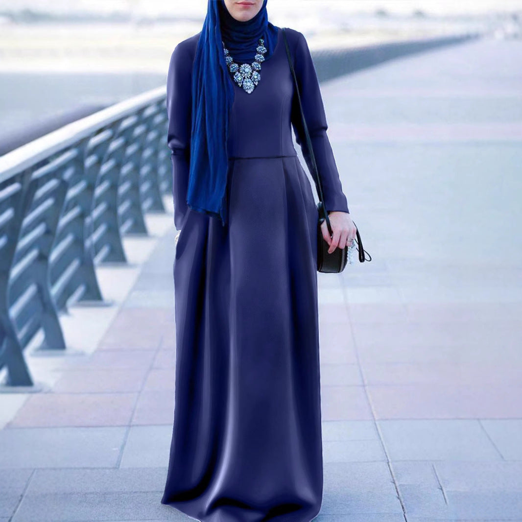 Damen Elegantes Maxikleid mit langem Arm und fließendem Schnitt Drune