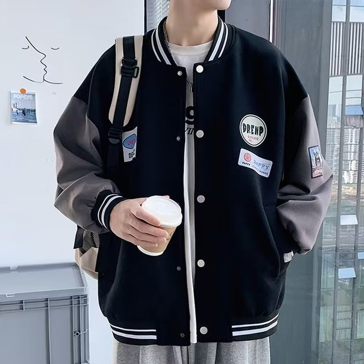 Herren Collegejacke mit praktischen Taschen und Stickereien Drune