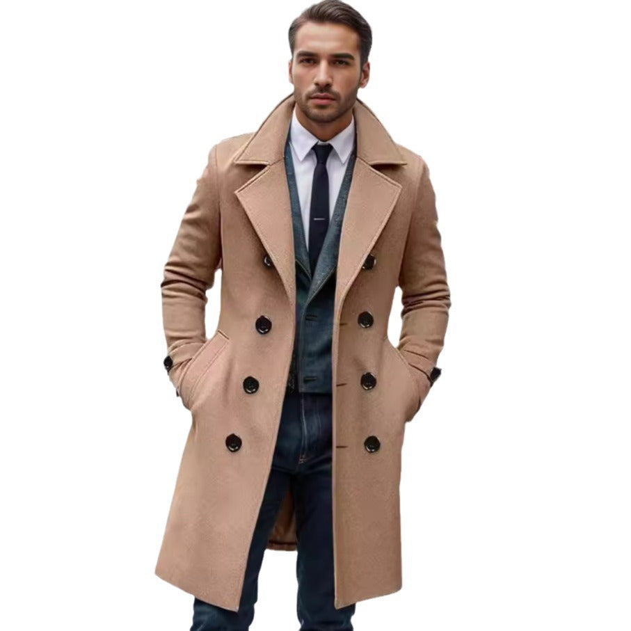 Herren doppelreihriger Wollmantel Drune