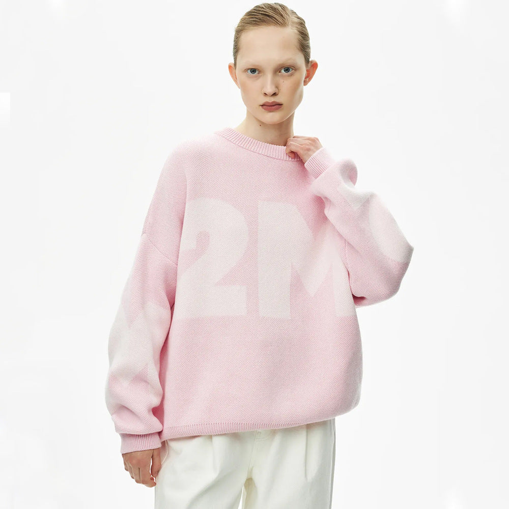 Damen Oversized Pullover mit kreativem Logo-Design Drune