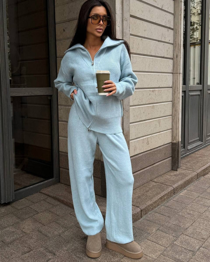 Damen Strickjacke mit hohem Kragen und Reißverschluss Drune