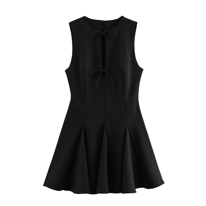 Damen ärmelloses A-Linien Kleid mit elegantem Knoten-Detail Drune