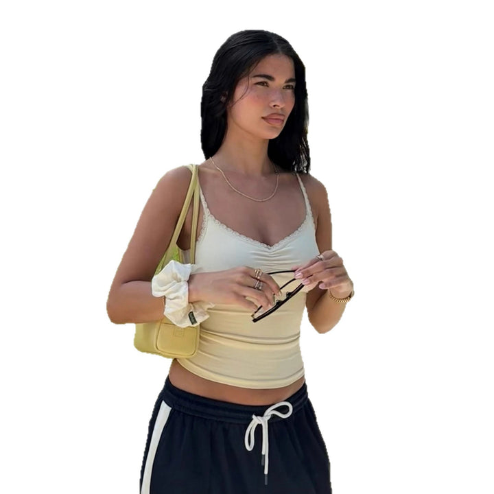 Damen Spaghettiträgershirt mit eleganter Häkelborte Drune