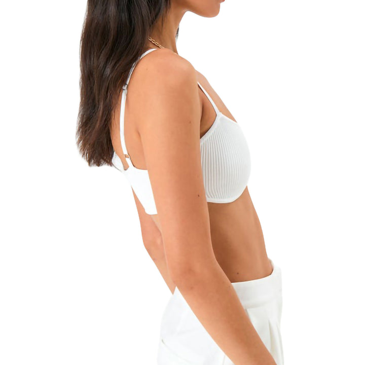 Damen Crop-Top mit Rippstruktur und verstellbaren Spaghettiträgern Drune