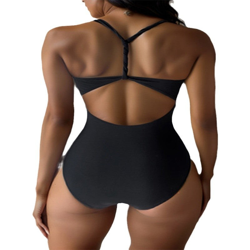 Damen Einteiliger Badeanzug mit tiefem V-Ausschnitt und seitlichen Cut-Outs Drune