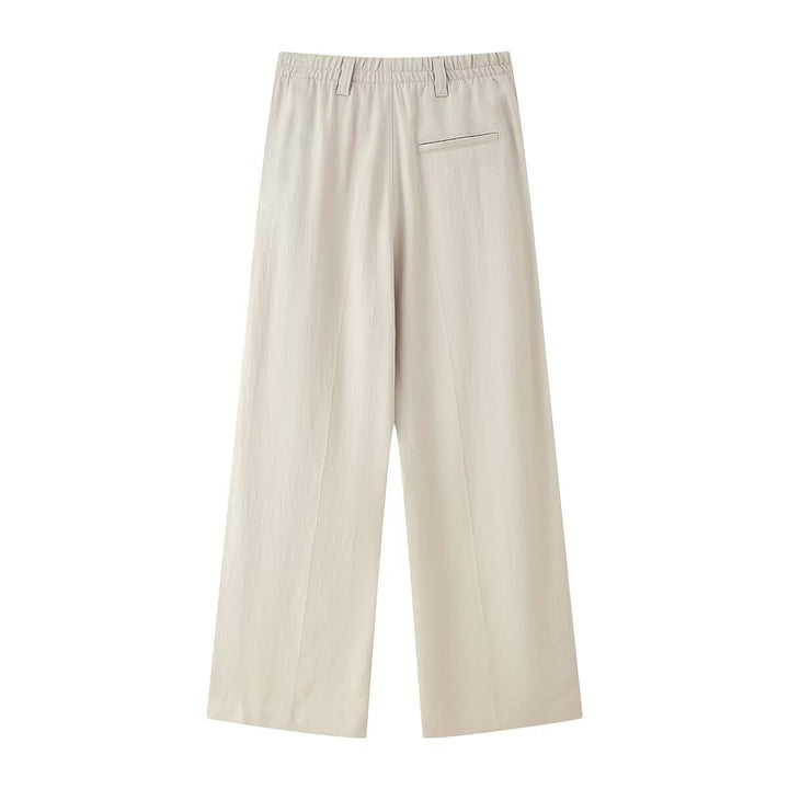 Damen weit High-Waist Hose mit eleganter Faltenlegung und komfortablem Schnitt Drune