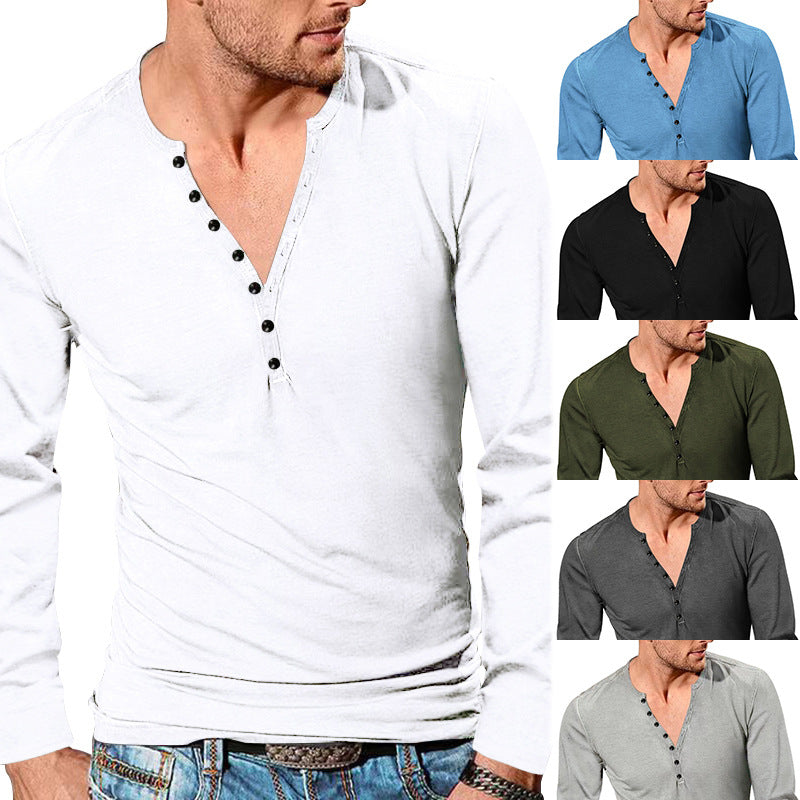 Herren Langarm-Henley-Shirt mit modischen Knopfdetails und weichem Baumwollstoff Drune
