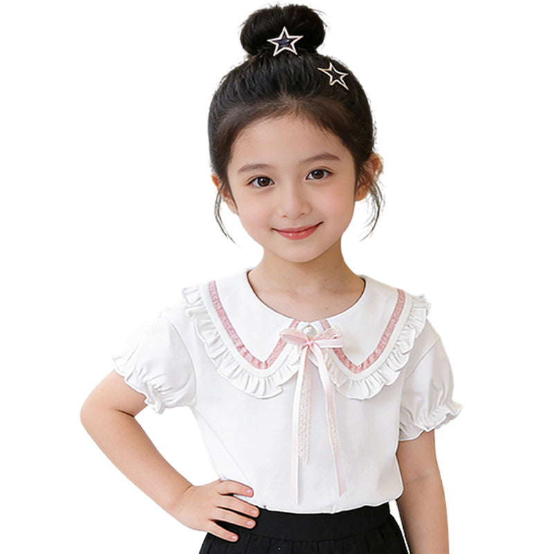 Mädchen Bluse mit Rüschendetails und dekorativem Kragen Drune