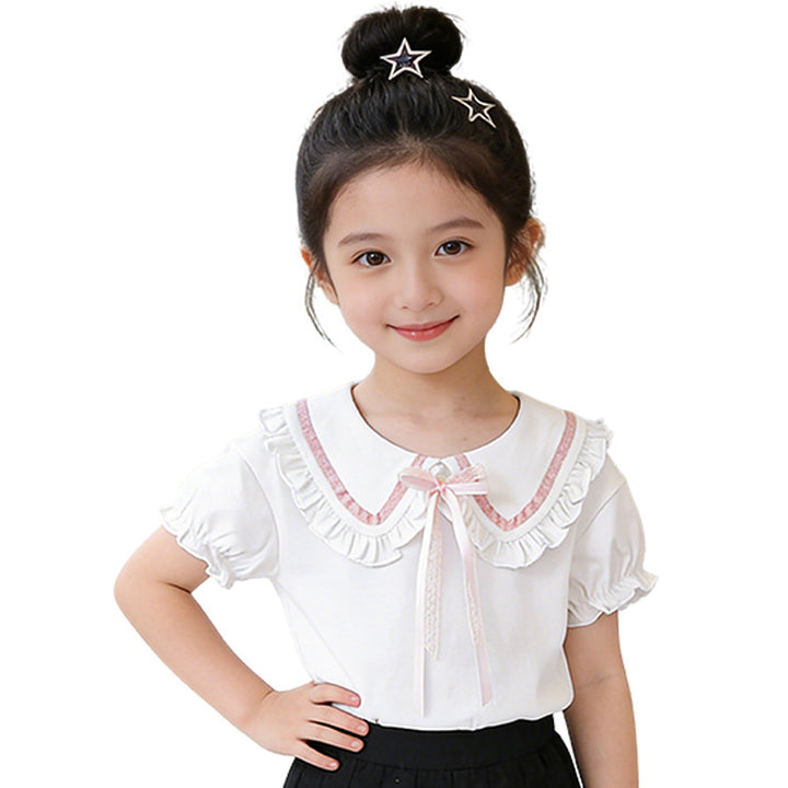 Mädchen Bluse mit Rüschendetails und dekorativem Kragen Drune