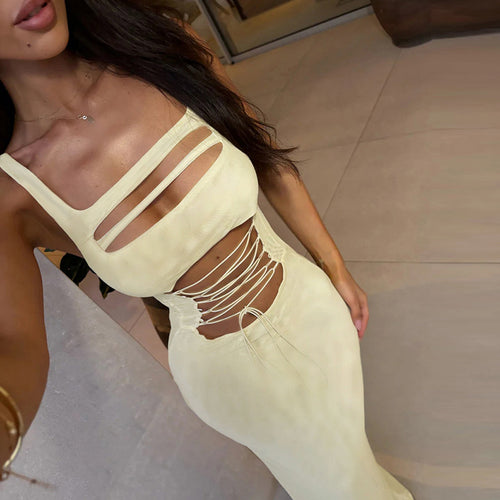 Damen Maxikleid mit raffiniertem Cut-Out und detailreicher Schnürung Drune