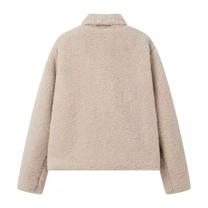 Damen kuschelige und stilvolle Teddy-Wolljacke mit schickem Revers und praktischen Taschen Drune