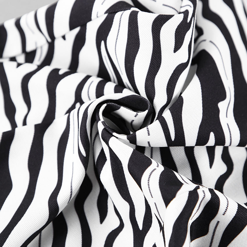 Damen weite Zebra-Print Palazzo-Hose Drune