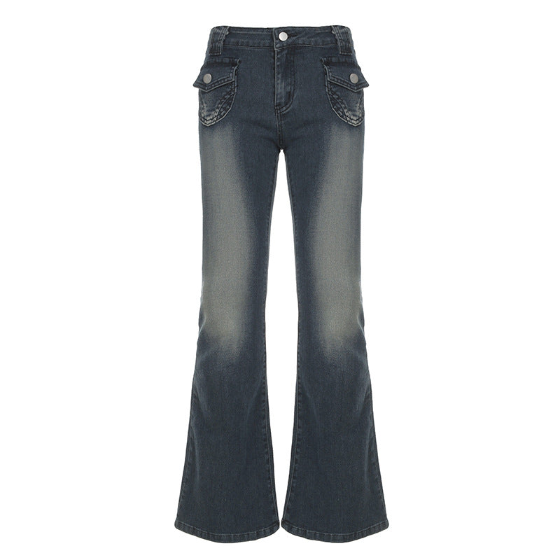 Damen Flared Jeans im klassischen Schnitt mit dekorativen Taschen Drune