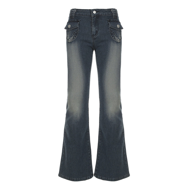 Damen Flared Jeans im klassischen Schnitt mit dekorativen Taschen Drune