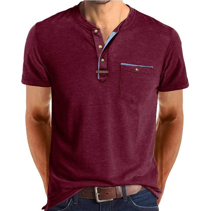 Herren Kurzarm-Henley T-Shirt mit modischen Akzenten Drune