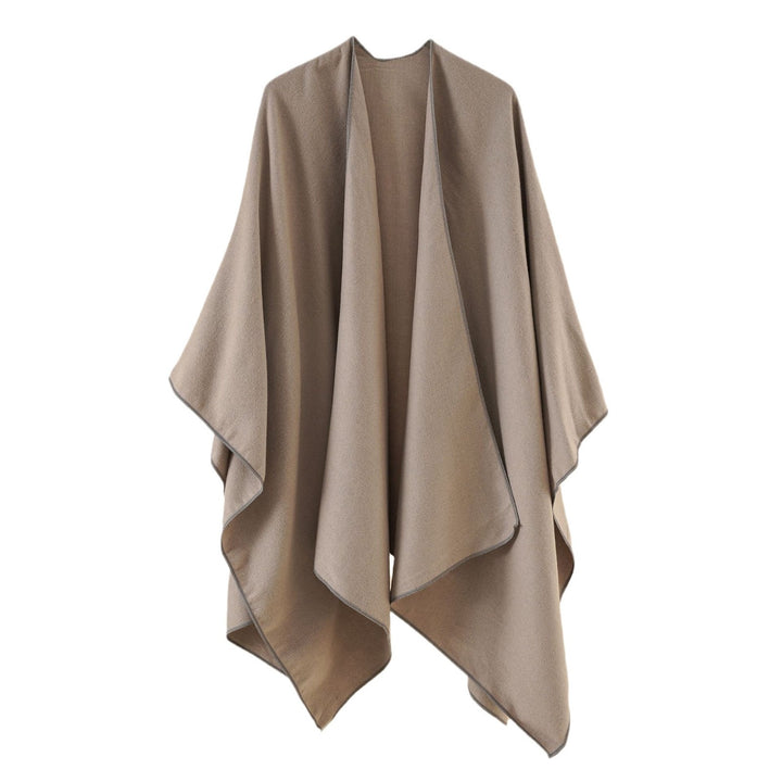 Damen Eleganter Wickelp Poncho aus weichem Wollmix Drune