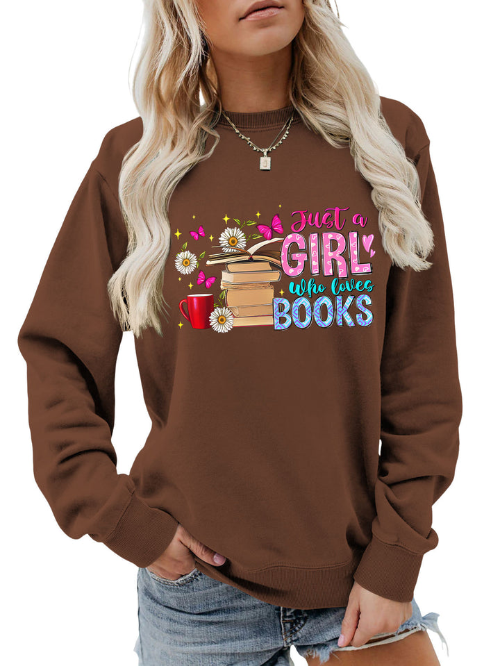 Damen Sweatshirt mit auffälligem Buchmotiv und lässiger Passform Drune