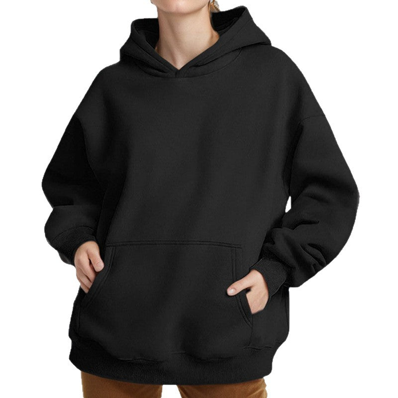 Damen nan extraweites Boxy-Kapuzenpullover mit tiefer Schulterpassform, Känguru-Eingrifftasche und angerauter Innenseite Drune