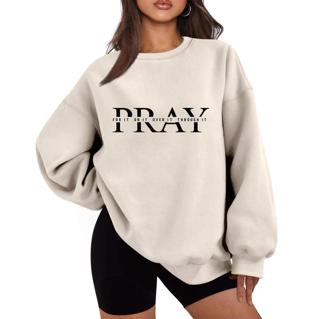 Damen Sweatshirt mit oversized Schnitt und inspirierendem Aufdruck Drune
